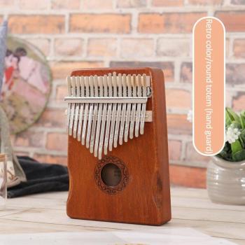 17-Key Kalimba Finger Piano Mahogany Musical Instrument for Children with Hammer and Sticker Kit