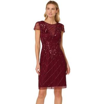 Adrianna Papell Women's Red Mesh Sheath with Beads – 18