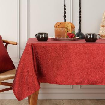 Mantel jacquard rojo lurex Navidad 140 x 140 cm