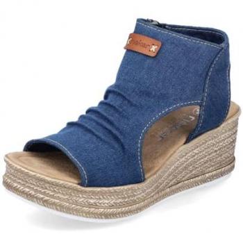 Schaftsandale RIEKER – vegane Sommer-Keil-Sandalette, Größe 39, blau