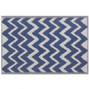 Tappeto Esterno Blu Navy Sintetico 120 x 180 cm a Zigzag