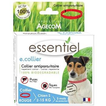 Essential Collier Antiparasitaire Rouge pour Chiens de Taille Moyenne