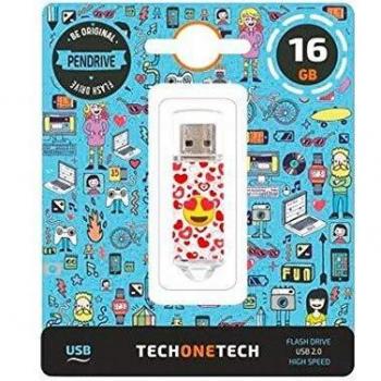 Pendrive 16GB Tech One Emojitech Corazón Ojos USB