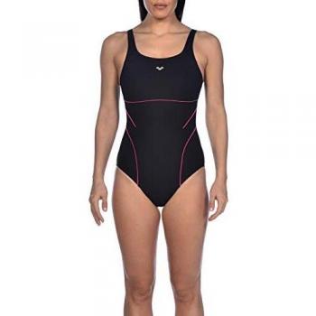 Arena W Dana U Back One Piece Maillot de Bain Femme, Black/Rose Violet, FR : S (Taille Fabricant : 38)
