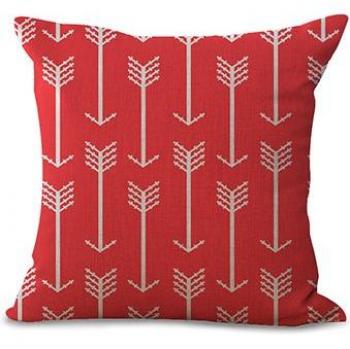 Peacock Feather Pattern Pink Cotton Linen Cushion Cover