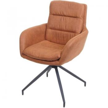 Tabouret rotatif de banquet, tissu daim marron, coutures raffinées