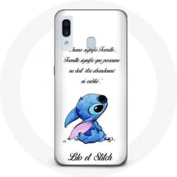 Ohana Quote White Case for Samsung Galaxy A40 Lilo and Stitch