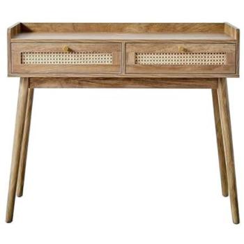 CALICOSY Console 2 tiroirs avec façades en rotin PALMO