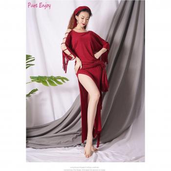 Ropa de Danza del Vientre para Mujer: Traje Completo con Cinturón y Pañuelo, S M L