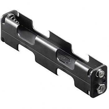 Schwarzer 4x AA (Mignon) Batteriehalter mit Druckknopf
