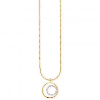 Caï Goldgeprägte Halskette mit 925 Sterling‑Silber Topas-Charme