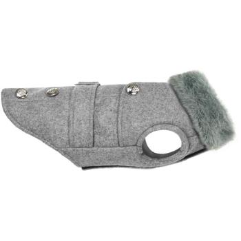 Audrey Grigio L – Cappottino con Collo in Eco‑Pelliccia