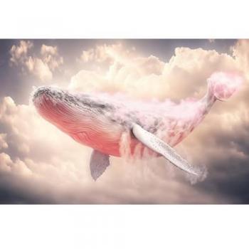 Peinture Imprimée Baleine Rose 45x65 cm CEANOTHE