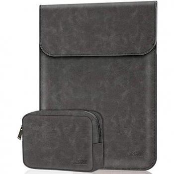 TECOOL 15 Zoll Laptop‑Hülle – Anti‑Sturz‑Faux‑Leder mit Innenfutter, kompatibel mit MacBook Pro A1990/1707/1398