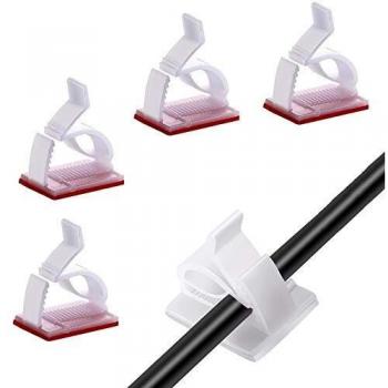 00Pcs Self-Adhesive Cable Clips with Buckle, Antislip Adjustable Cable Clamps Ties, Black Wire Management Clips, Plastic Cable Organizer Holder for Home Office Desk Walls Car Outdoor Stage (Multicolor)