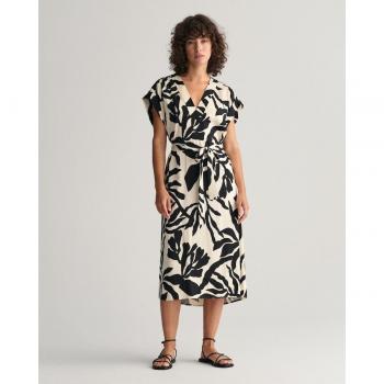 Gant abito lungo a maniche corte stampa palm camel brown