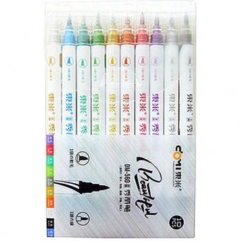 Stylo marqueur en métal, double tête, 10 couleurs, brosse en métal