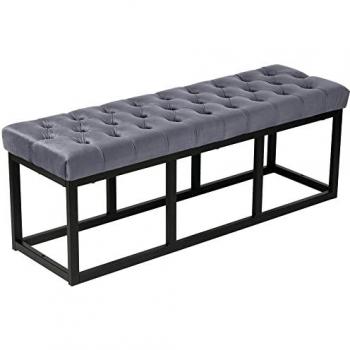 Panca Polson velluto nero e grigio 120 cm