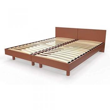 Lit jumeaux bois massif avec têtes 90x200 chocolat