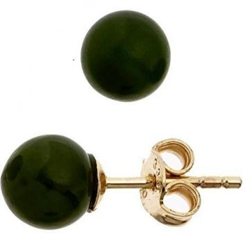 Jade‑Kugel Ohrstecker 6,4 mm – 333 Gold Gelbgold