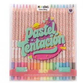 Lápices de colores pasteles largos Mooving x20 unidades