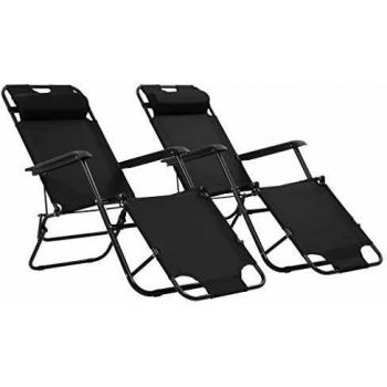 Bain de soleil pliable pour 2 personnes en noir