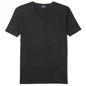 OLYMP Kurzarm T-Shirt Leinen Schwarz
