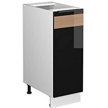 Vicco meuble rangement salle de bain Fame-Line, chêne noir brillant/blanc, 30 x 82 cm sans PT