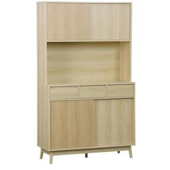 Elegante Aparador Lineal con 4 Puertas y 3 Cajones (110x40x185)