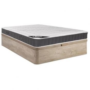 Collection YSMÉE Horizon 160x200 CM – Sommier Coffre Beige + Matelas Hybride Reseaux Encastrés 27 cm