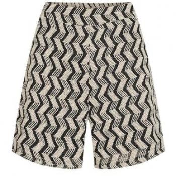 Shorts Mujer ZigZag Calado en Negro y Beige Vila