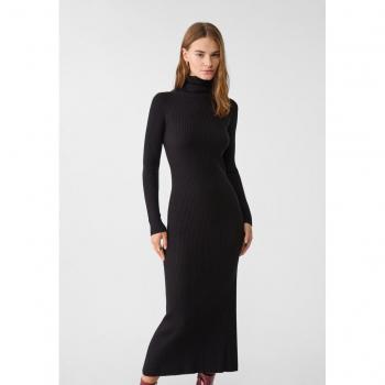 Stradivarius Abito lungo in maglia con collo alto Nero XS
