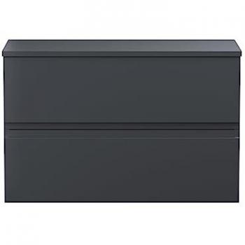 Satin Anthracite 80cm Urban Wall Hung Bathroom Vanity Unit with Worktop and 2 Drawers