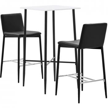 Lounge Bar-Set 3-teilig Kunstleder Schwarz