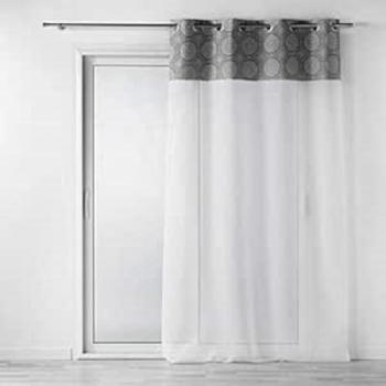 Voilage à œillettes 140x240 cm – Voile sable + Top coton Sibel gris