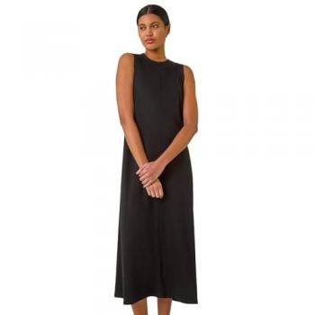 Roman Black Sandwash Midi Dress Stretch – couleur noire, taille 16 EU 44 (UK)