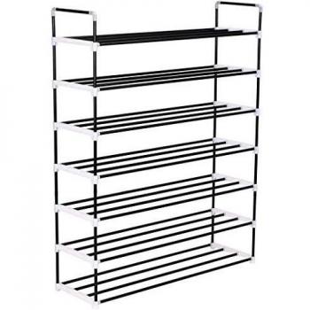 Sonata Shoe Rack with 7 Shelves Metal and Plastic Black