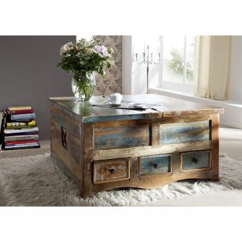 Vintage Altholz Couchtisch-Truhe Kiste – 100 × 100 × 50 cm