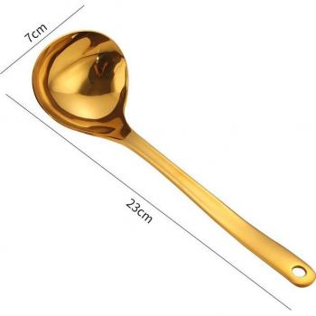 Professional Grade Soup Spoon with Long Handle and Built-in Strainer, 18/8 Stainless Steel Construction