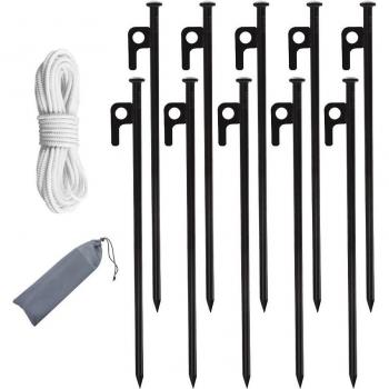 Piquets de Tente Robustes, 10 pièces de 30 cm