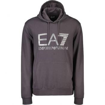 EA7 Metallic Silver Grey Logo Hoodie (Size S)
