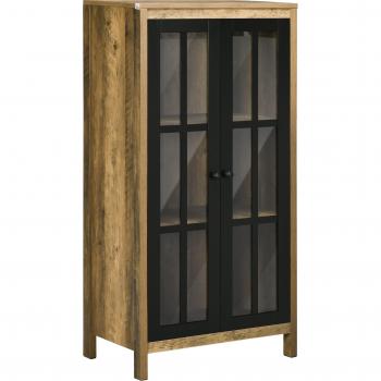 Marron – Credenza à double porte avec vitrages – 60 cm × 35 cm × 120 cm – style moderne
