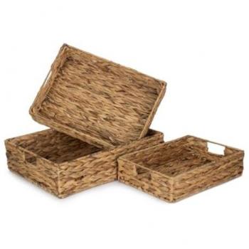 Panier rectangulaire en jacinthe d'eau