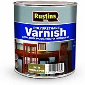 Rustins 500ml Polyurethane Satin Varnish Antique Pine