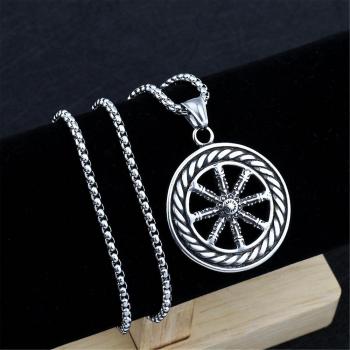 Collar Colgante Budista Rueda del Dharma Regalo para Hombre