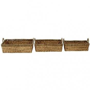 Premier Housewares' Extra Large Double Rimmed Seagrass and Hyacinth Storage Basket (Natural Color, Measures 20 x 51 x 30 cm)