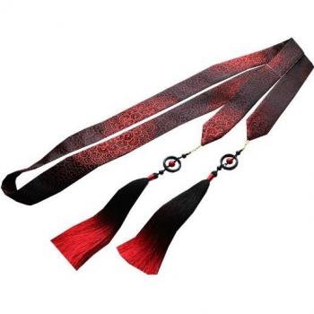 Diadema de estilo chino con flecos en seda jacquard