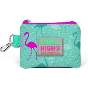 Neon Groene Koraal Muntportemonnee met Flamingo's 21725