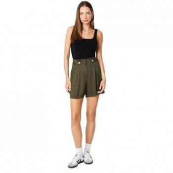 Pleated Khaki Turn‑Back Short for Women – 12