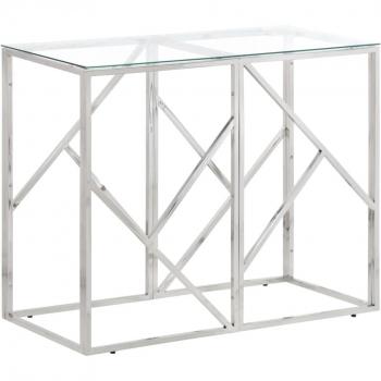 Stainless Steel and Tempered Glass Console Table vidaXL